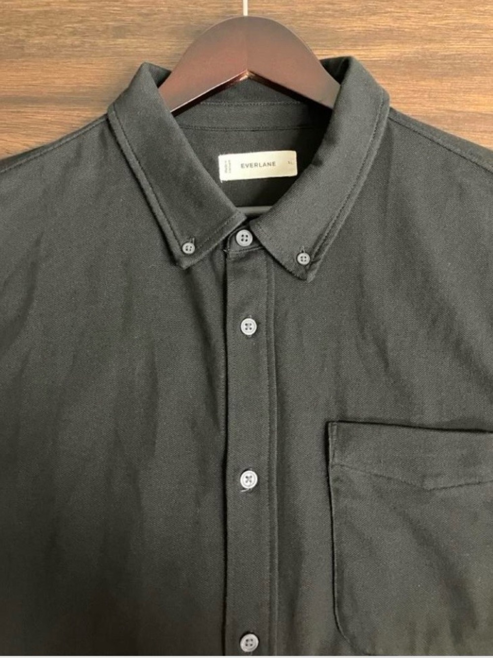 Everlane Men’s Black Button-Down Casual Shirt with Chest Pocket Size XL